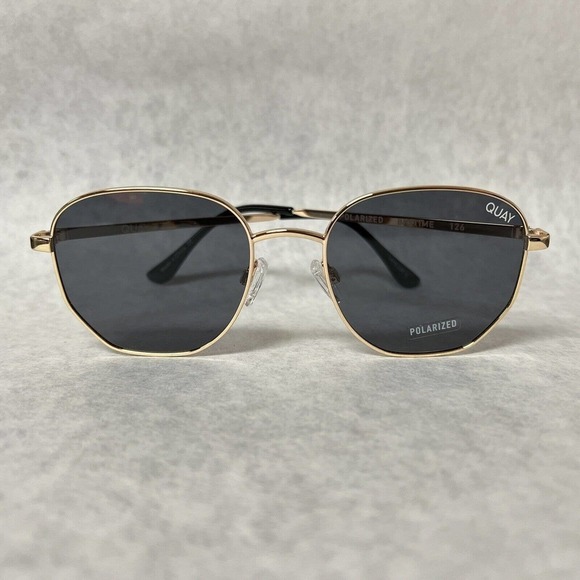 Quay x Love Island Big Time Round Sunglasses Gold Smoke Polarized Lightweight - Picture 5 of 8